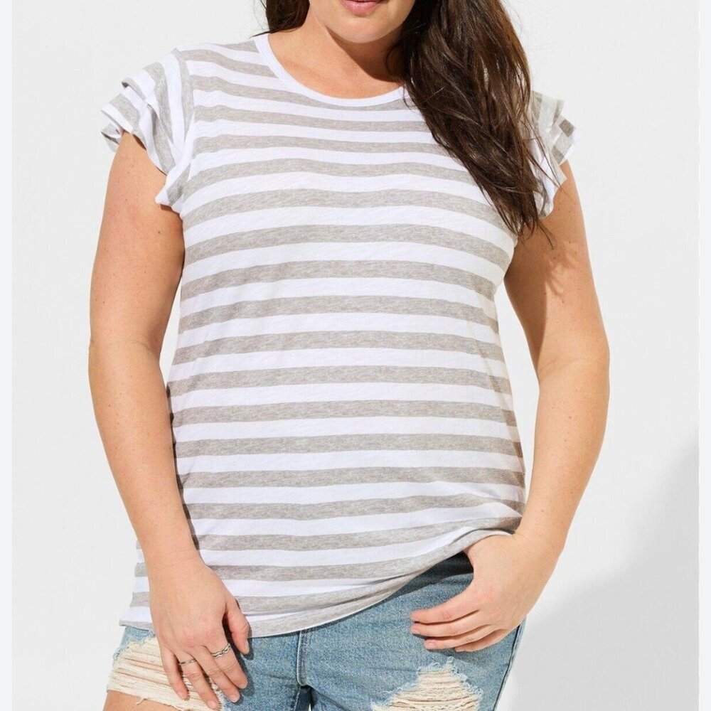 Torrid Vintage Slub Jersey Striped T Shirt Women's Size 2 (2X) Casual Basic